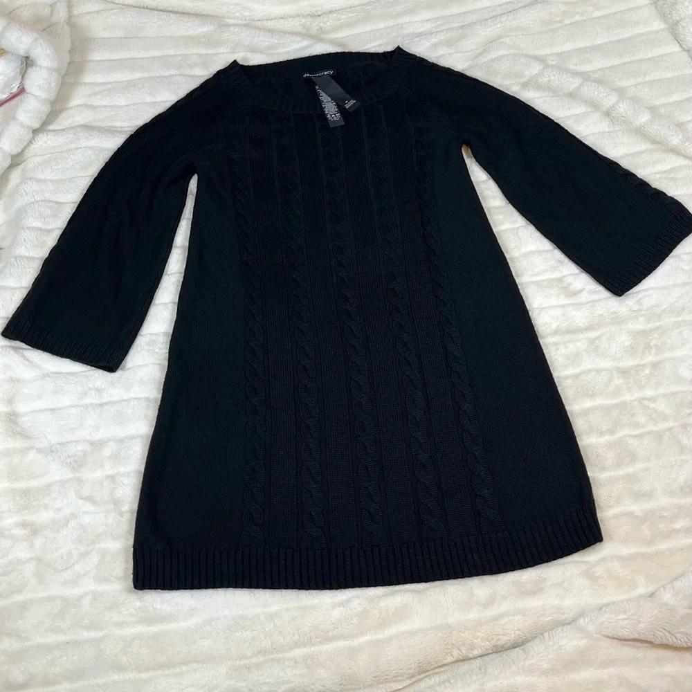 Democracy Women’s M Fall Winter Cable Knit Tunic A Line Sweater Dress Preppy NYC